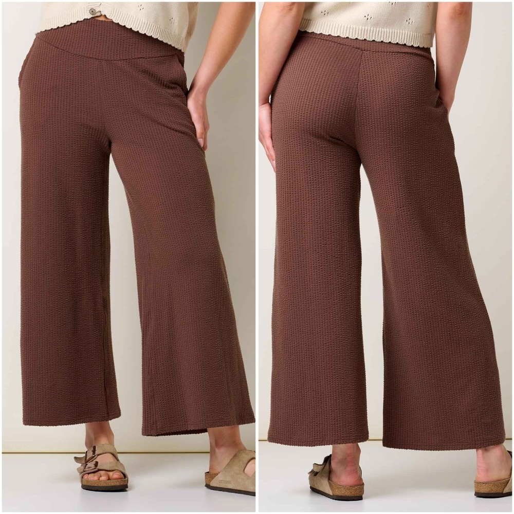 NWT Toad & Co Women's Chaka Wide Leg Crop Pant Chestnut Texture - Medium